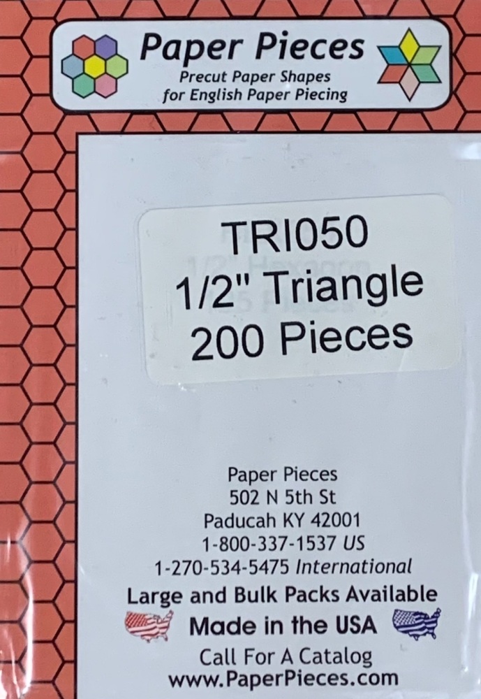 ½" Equilateral Triangle Paper Pieces - 200 pieces (TRI050)