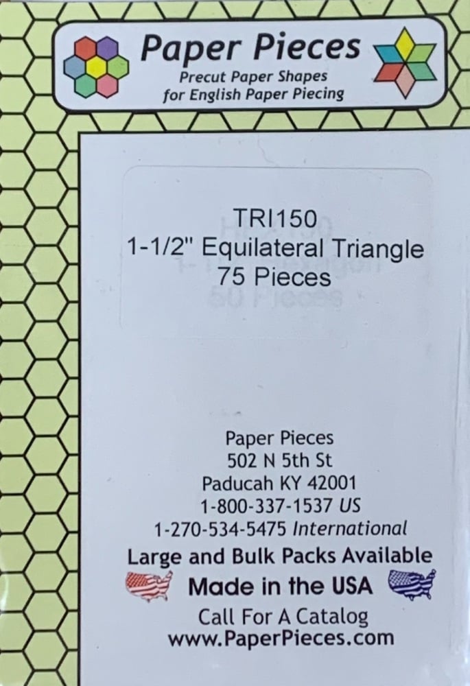 1 ½" Equilateral Triangle Paper Pieces - 75 pieces (TRI150)