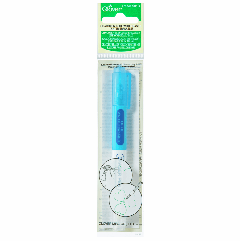 Water Soluble Chacopen with Eraser - Blue (Clover)