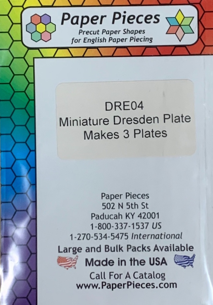8 Petal Miniature Dresden Plate Paper Pieces - Makes 3 complete plates (DRE04)