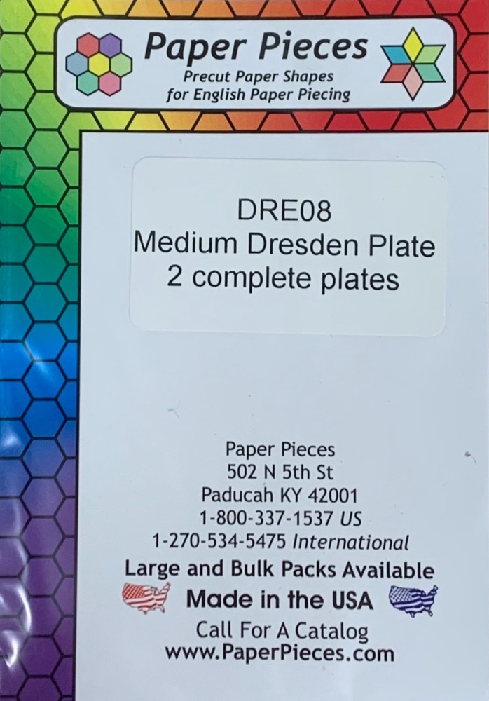 8 Petal Medium Dresden Plate Paper Pieces - Makes 2 complete plates (DRE08)