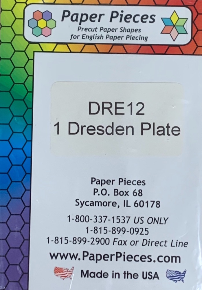 16 Petal Dresden Plate Paper Pieces - Makes 1 complete plate (DRE12)