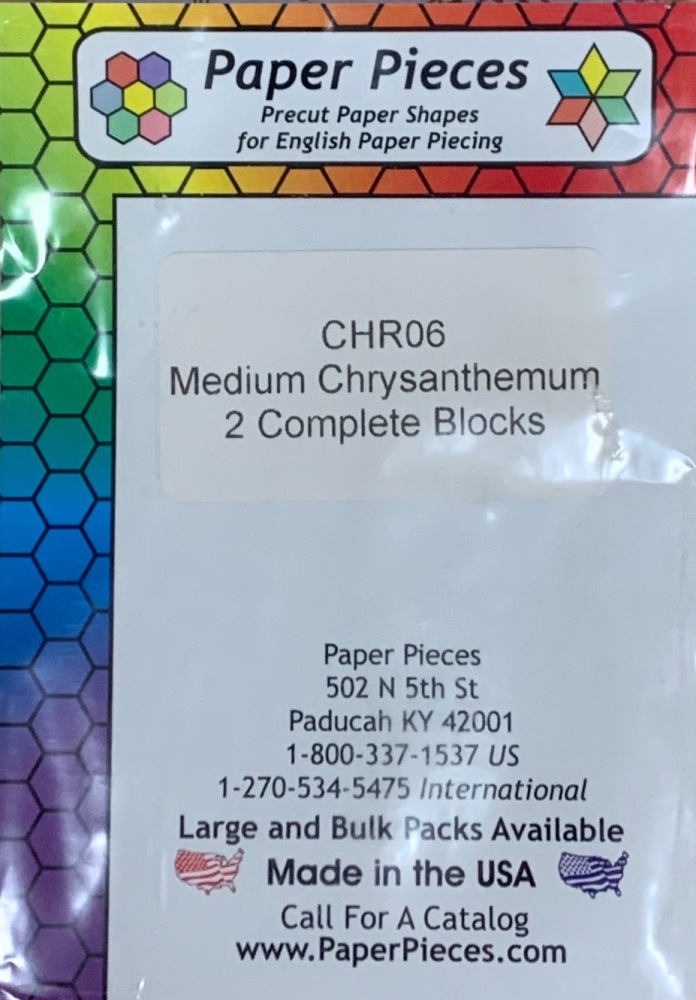 Medium Chrysanthemum Paper Pieces - Makes 2 complete blocks (CHR06)