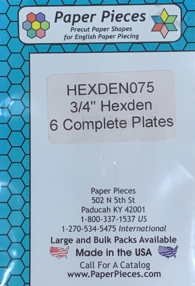 ¾" Hexden Paper Pieces - Makes 6 complete plates (HEXDEN075)