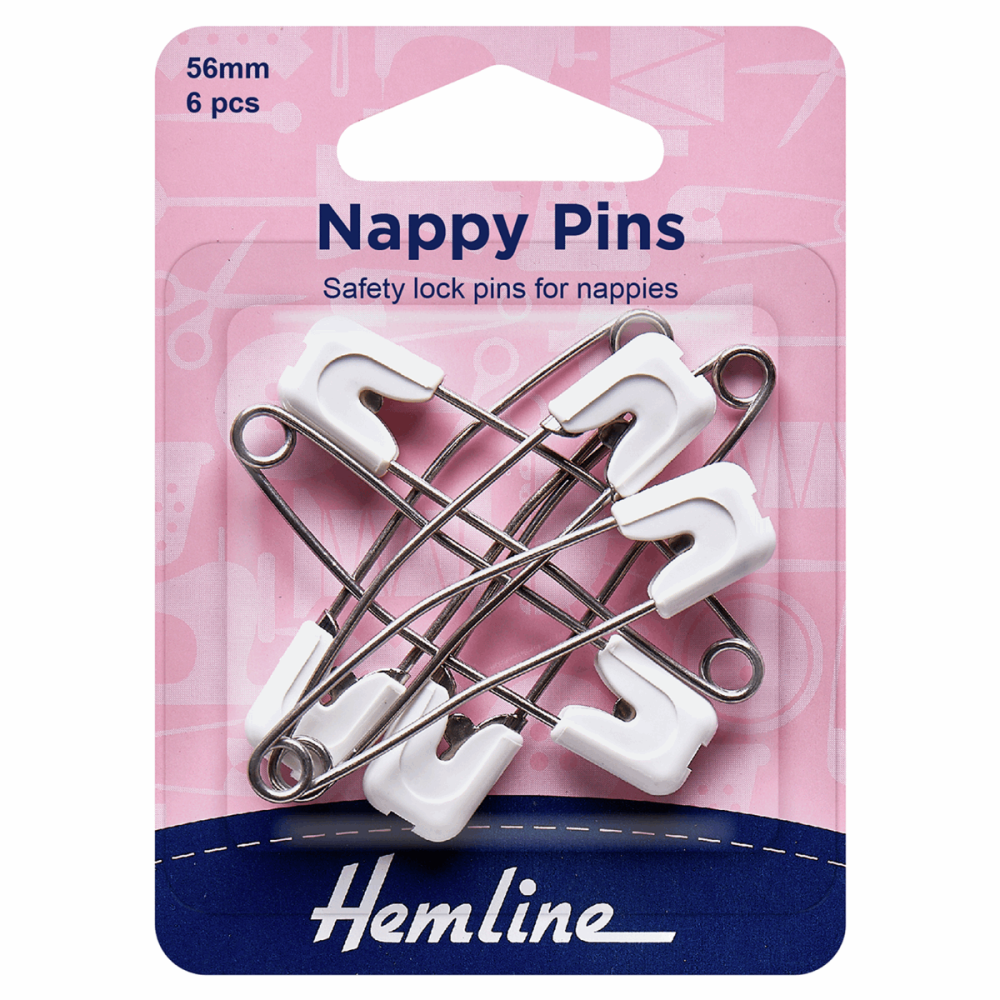 Nappy Pins - White - 56mm (Hemline)