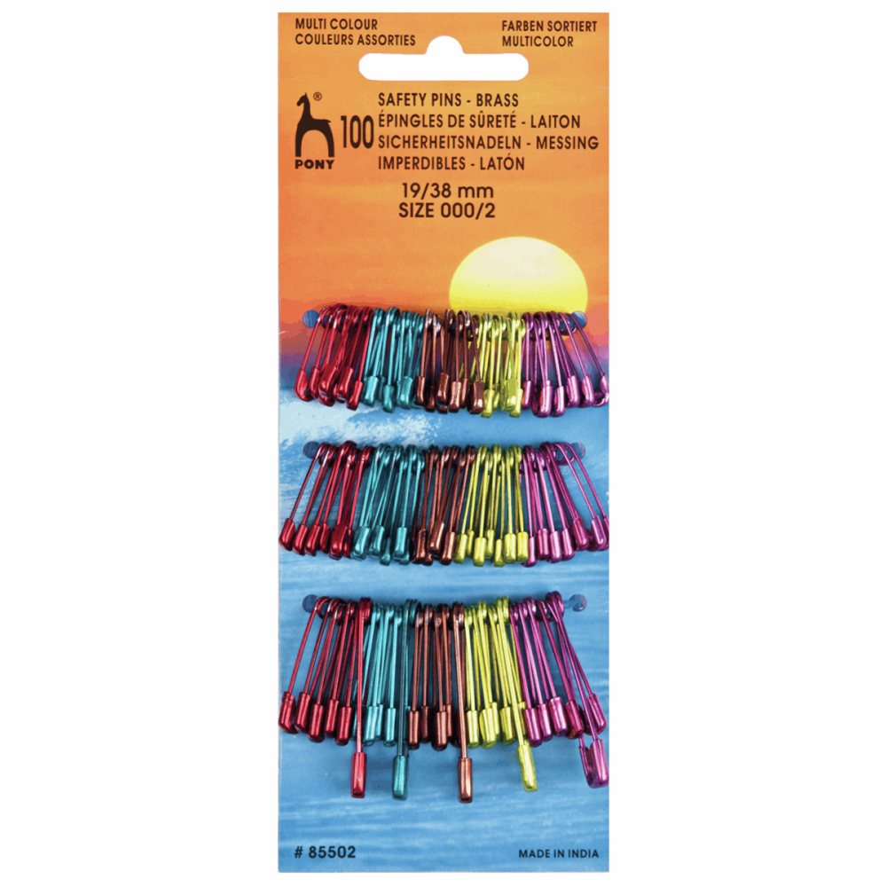 Safety Pins - Multi-colour - Assorted Sizes - 100 Pk (Pony) 