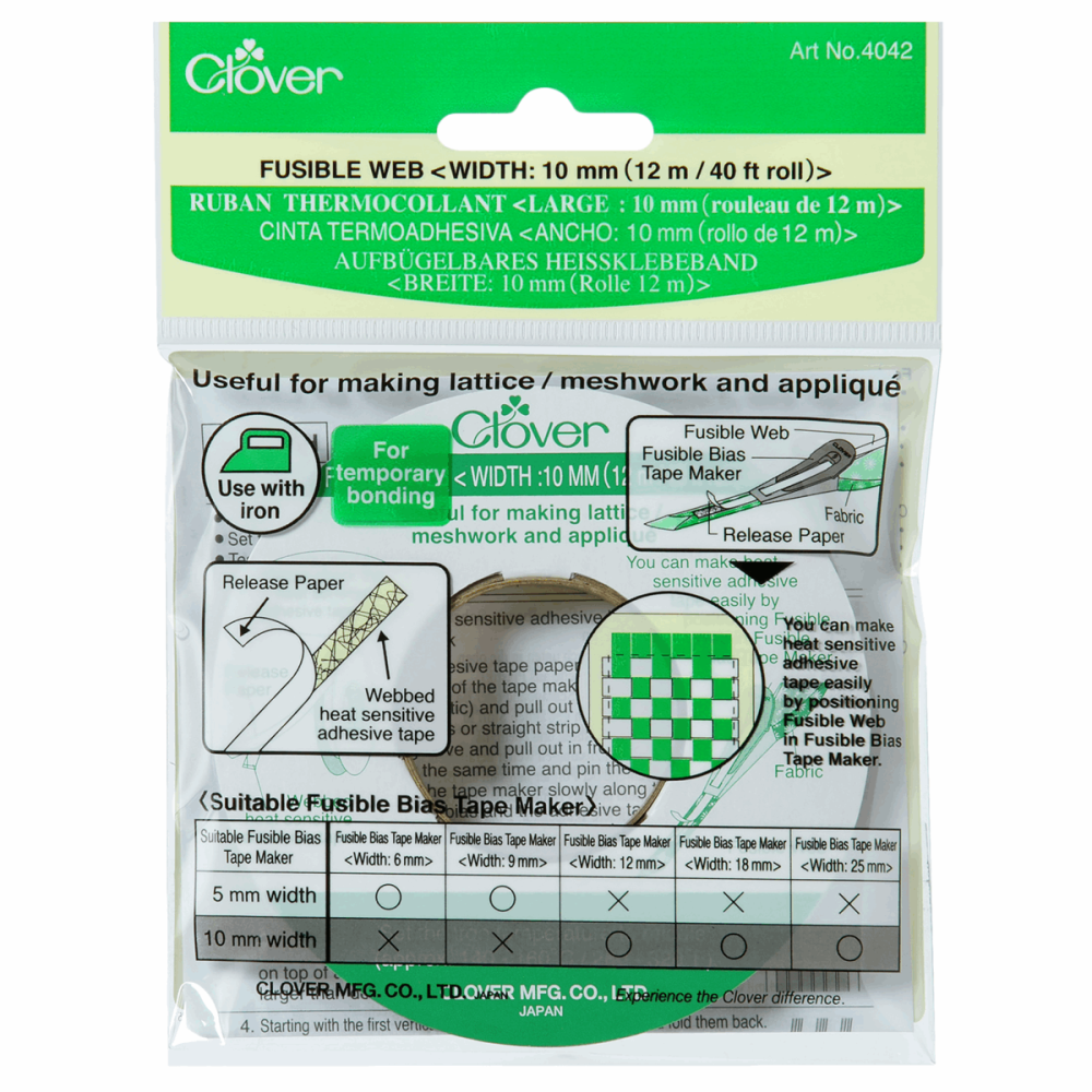 Fusible Web Tape - 10mm wide - 12 metres - Clover (CL4042)