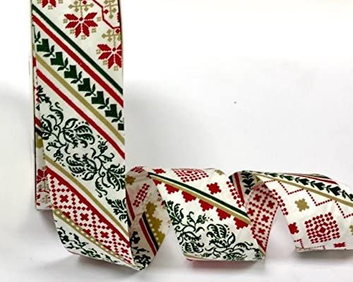Christmas Bias Binding - Nordic Pattern - Red (Fany)