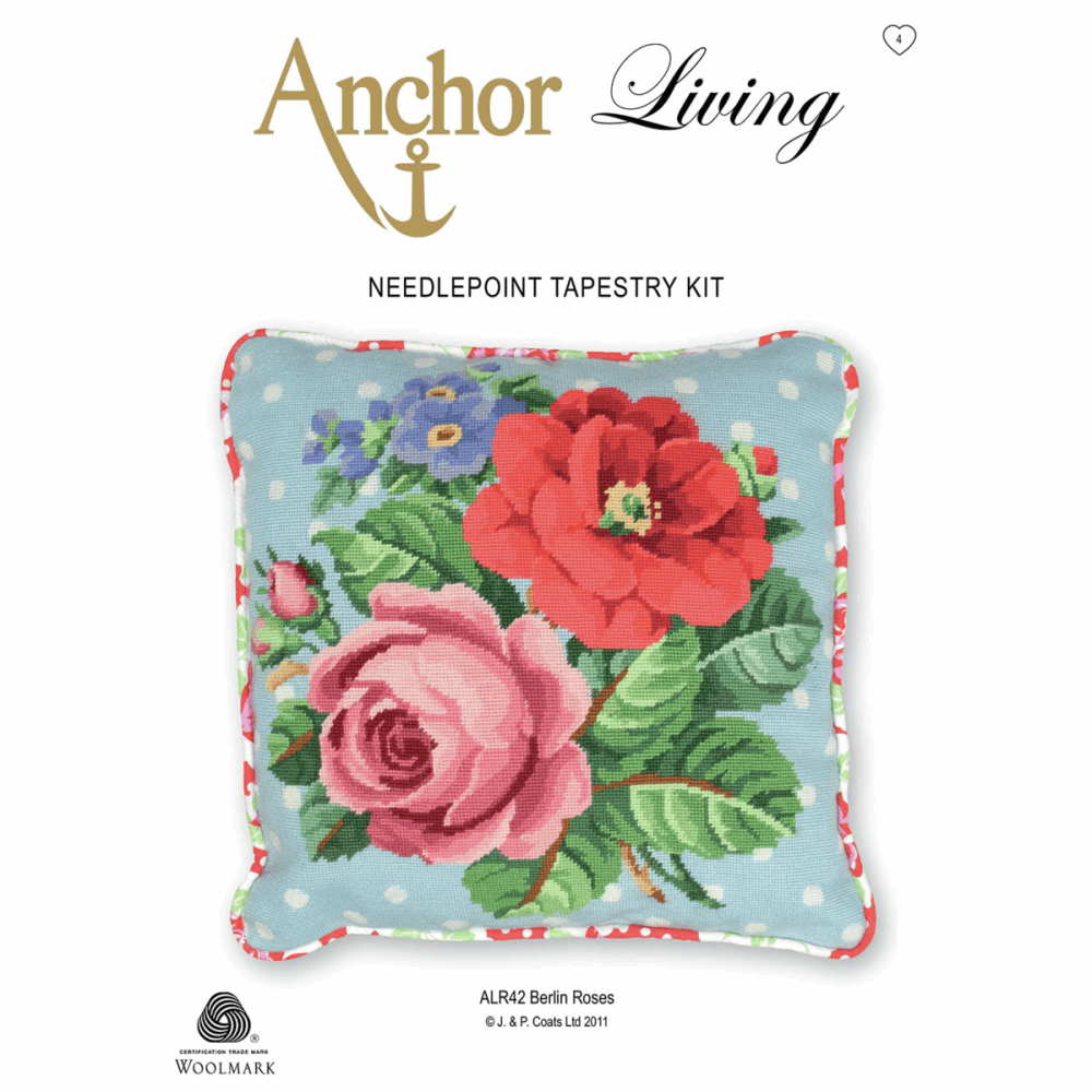 Tapestry Kit - Cushion -  Berlin Roses (Anchor Living)