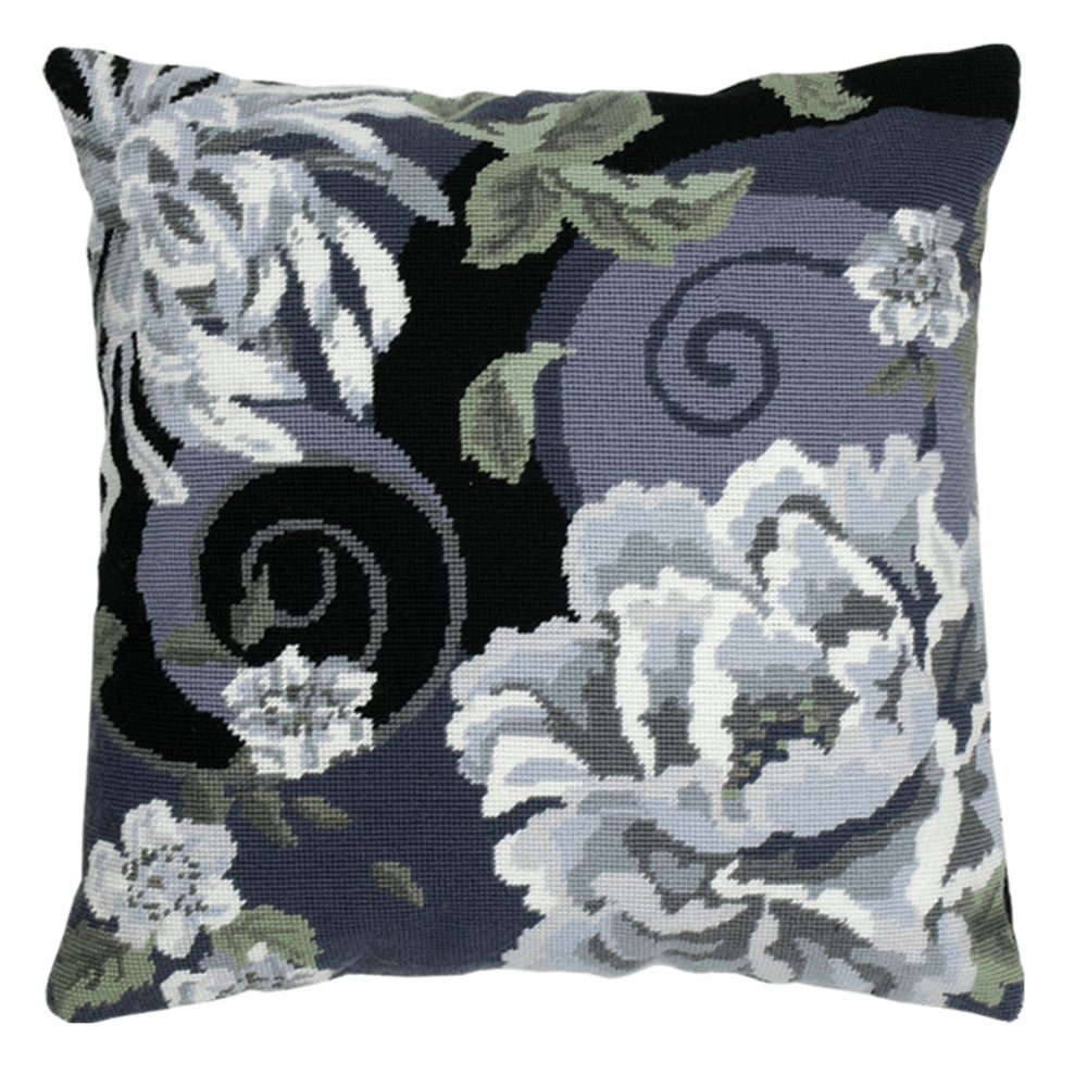 Tapestry Kit - Cushion - Floral Swirl In Black (Anchor Living)