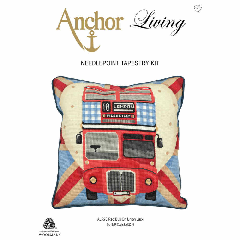 Tapestry Kit - Cushion -  Red Bus On Union Jack (Anchor Living)