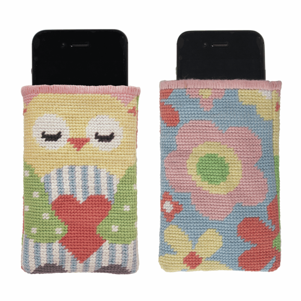 Tapestry Kit - Phone Holder - Owl and Flowers (Anchor)