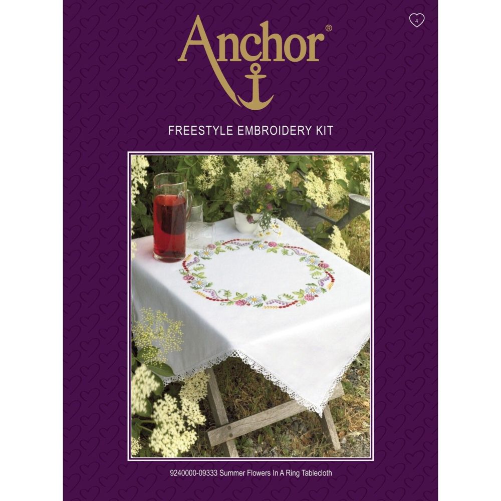 Embroidery  Kit - Summer Flowers In A Ring Tablecloth - Anchor 9240000-09333