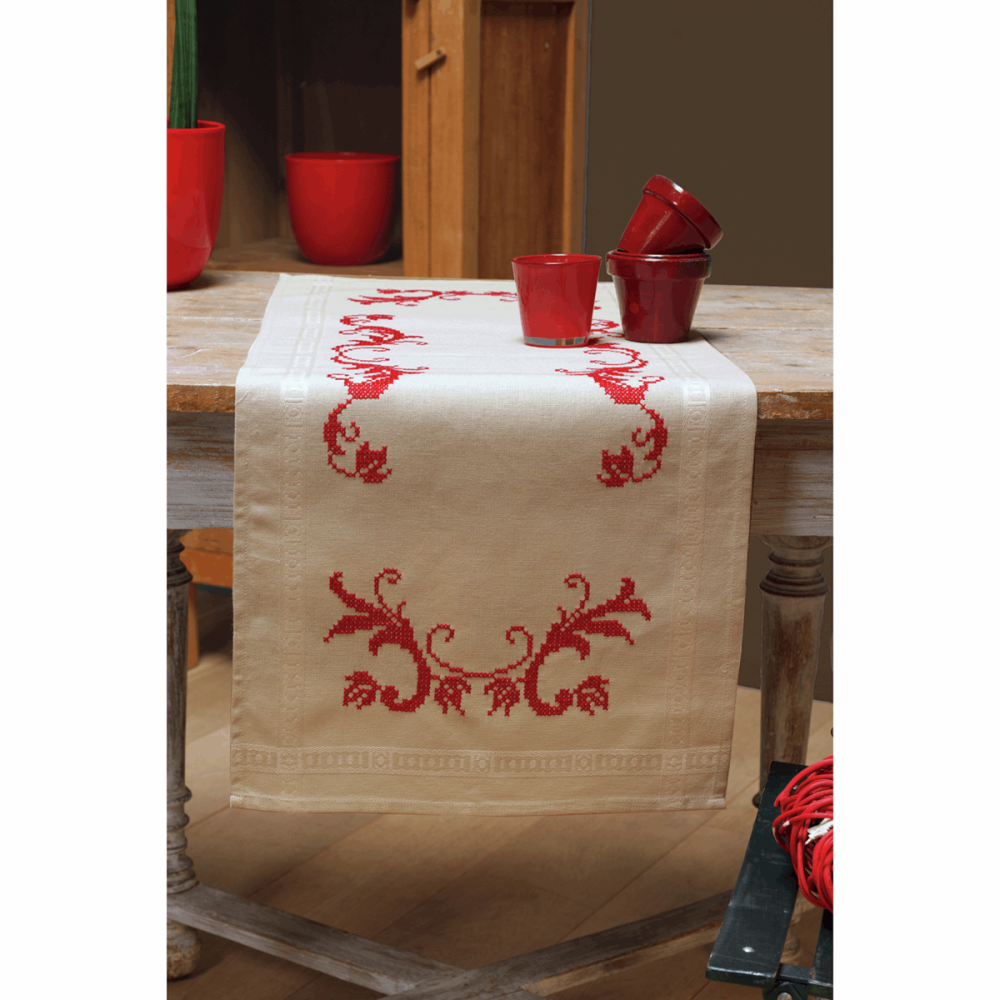 Embroidery  Kit - Red Decoration Runner (Vervaco)