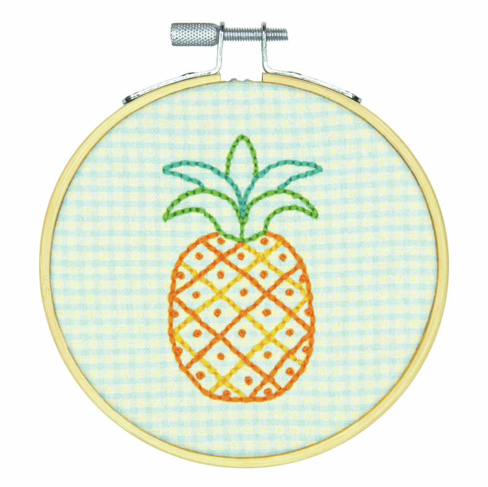 Embroidery Hoop Kit - Pineapple Pattern - Dimensions Learn A Craft D72-75076