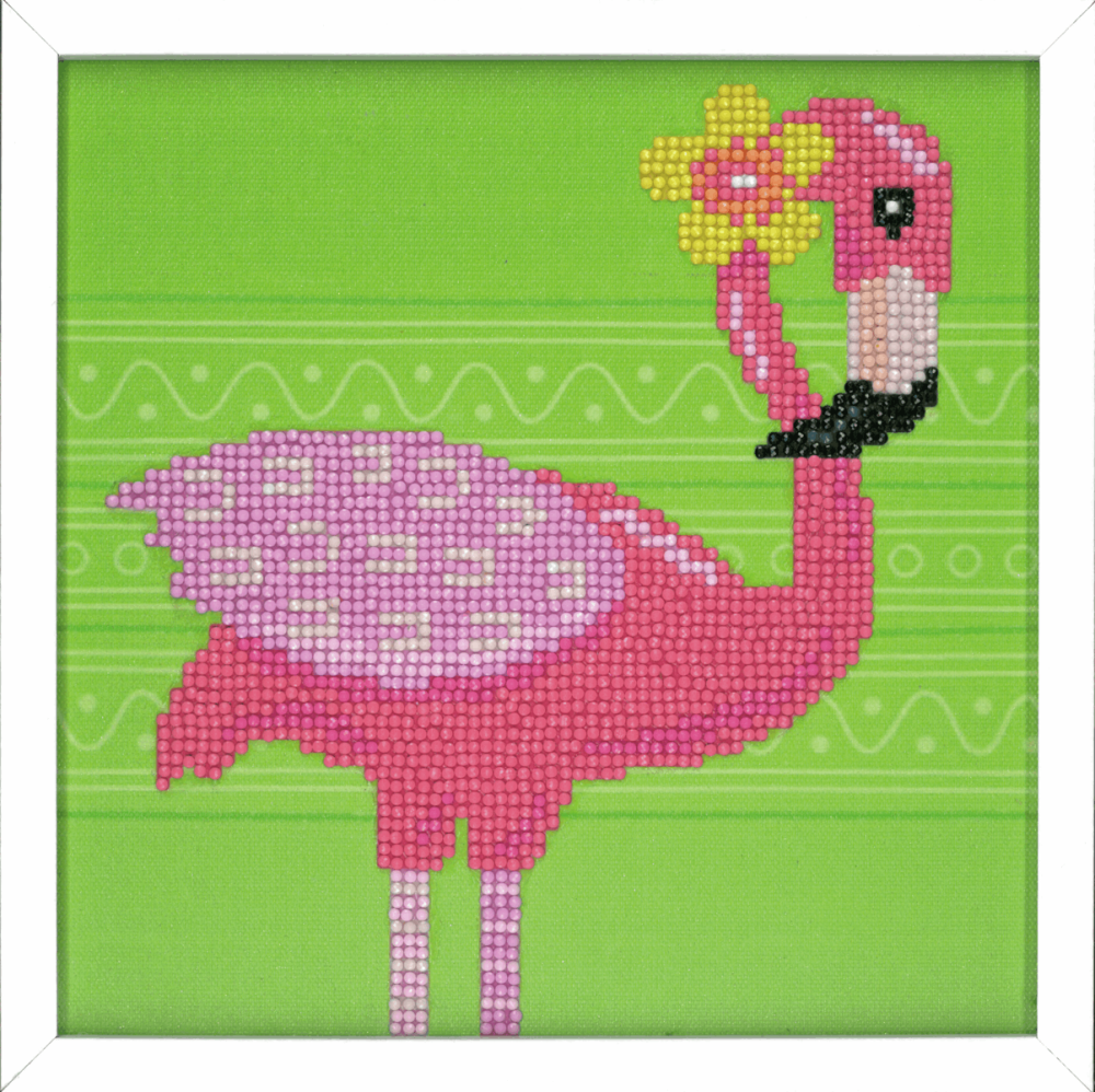 Diamond Painting kit with frame -  Flamingo (Vervaco Kits 4 Kids)