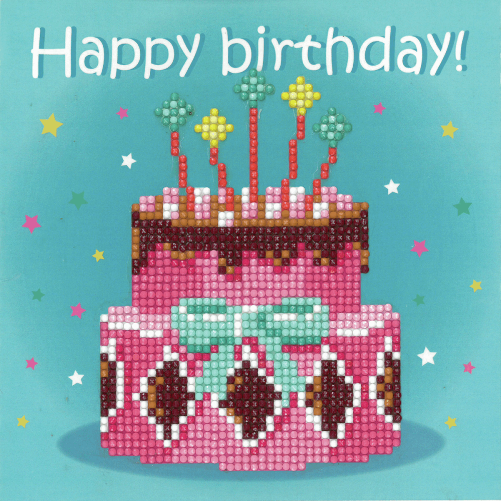 Diamond Painting greeting card kit - Birthday Cake (Vervaco)