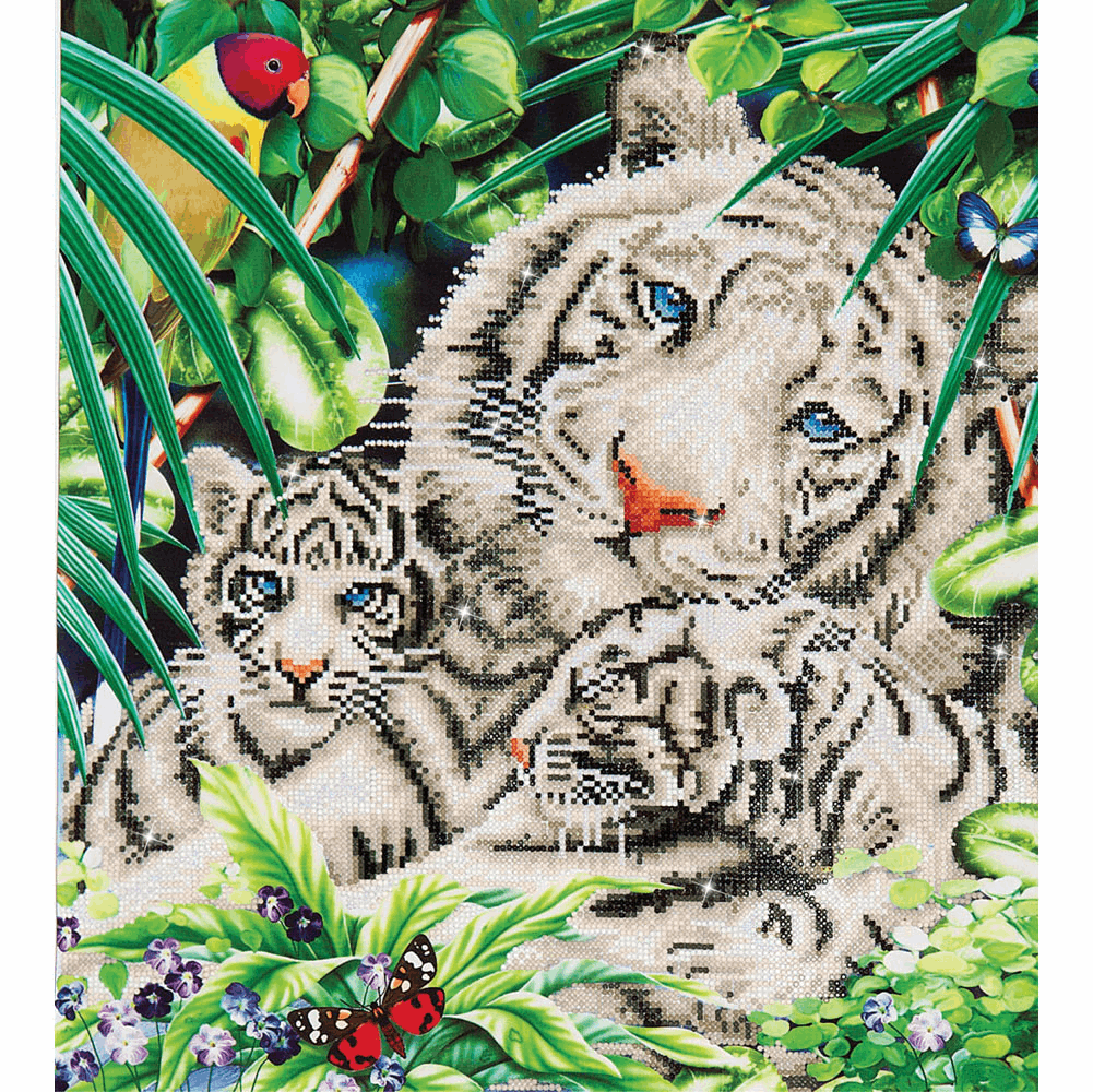 Diamond Facet Art Kit -White Tiger & Cubs (Diamond Dotz)