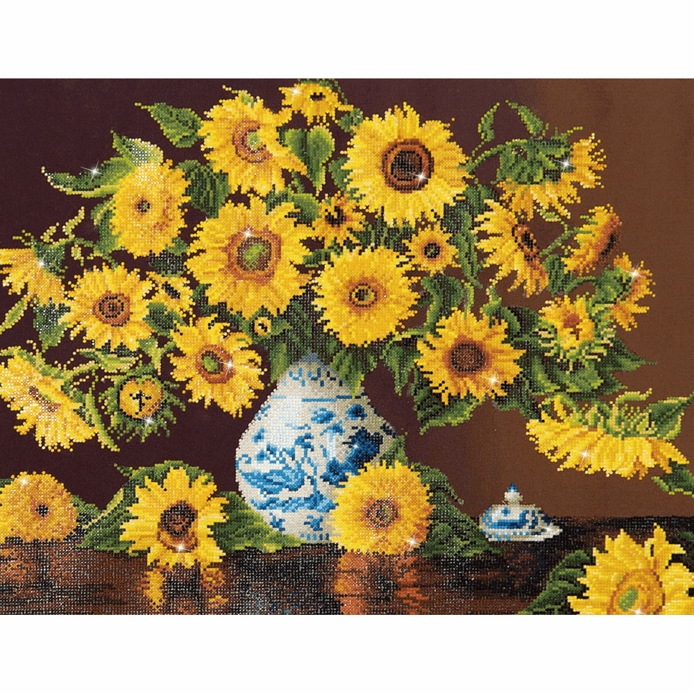 Diamond Facet Art Kit - Sunflowers In A China Vase (Diamond Dotz)