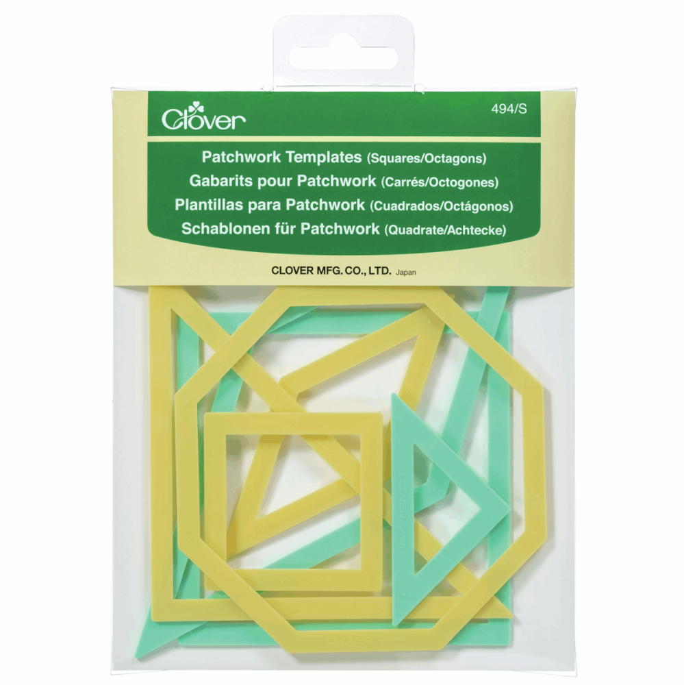 Patchwork Templates - Set of 7 - Squares / Octagons - Clover (494/S)