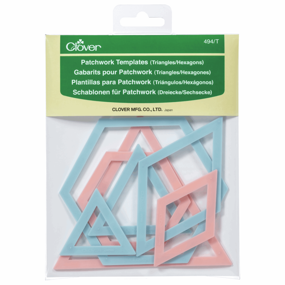 Patchwork Templates - Set of 7 - Triangles / Hexagons - Clover (494/T)