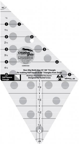 Multi Size Triangle 45° and 60° Ruler (Creative Grids)