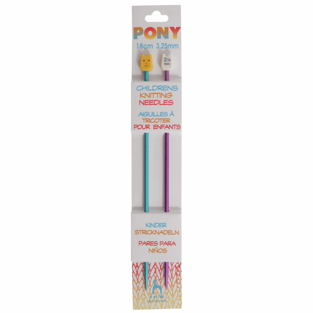 Children's Knitting Needles - Coloured - 3.25mm x 18cm (Pony)