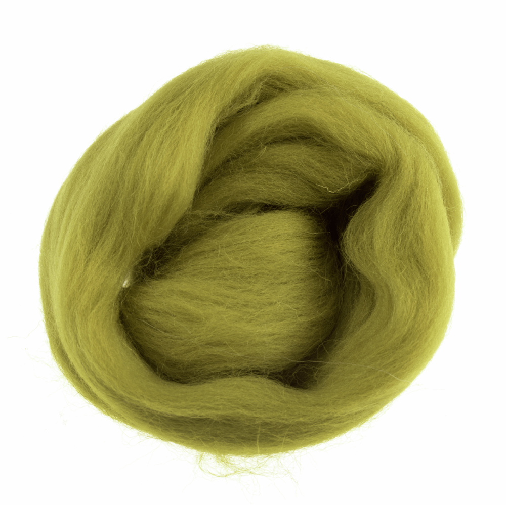 Natural Wool Roving - Neon Green - 10g
