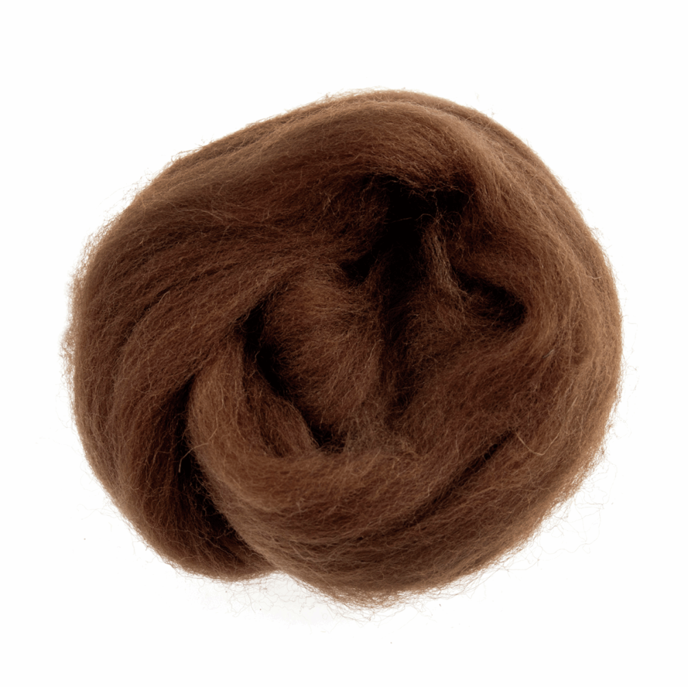 Natural Wool Roving - Fudge - 10g