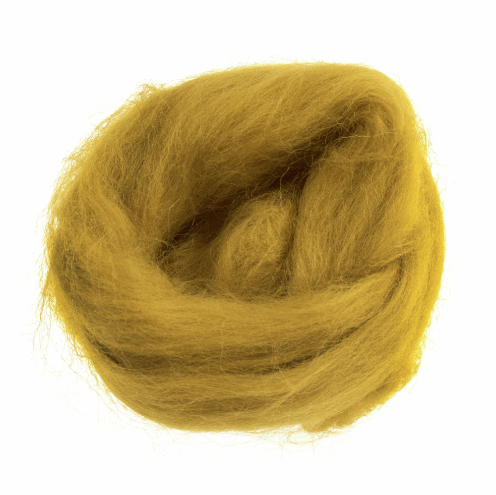 Natural Wool Roving - Mustard - 10g