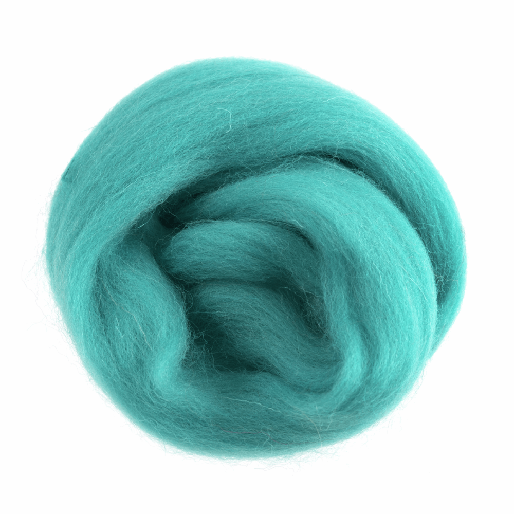 Natural Wool Roving - Teal - 10g