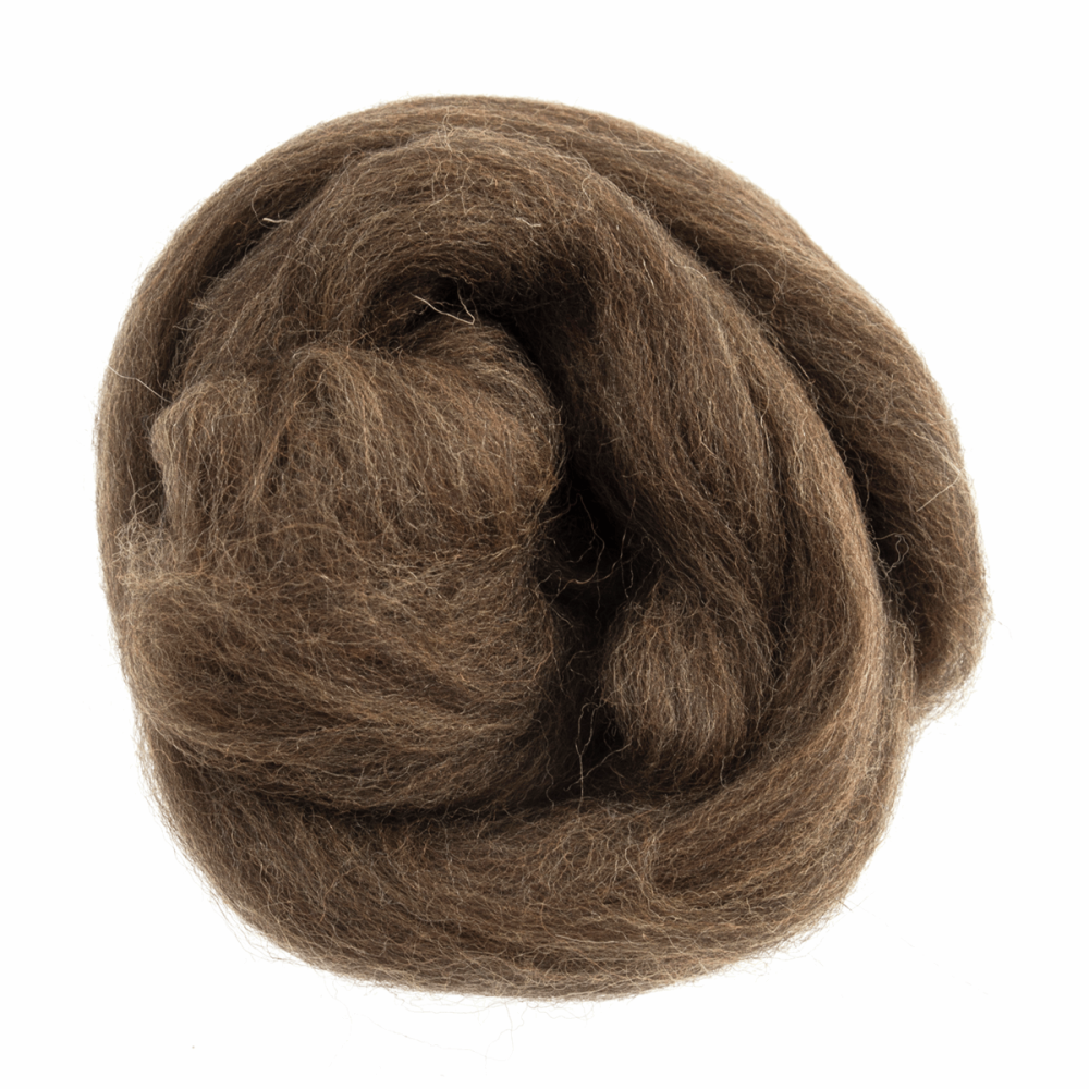 Natural Wool Roving - Light Brown - 10g