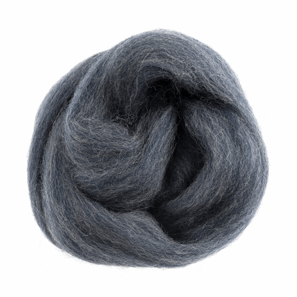 Natural Wool Roving - Melange Blue - 10g