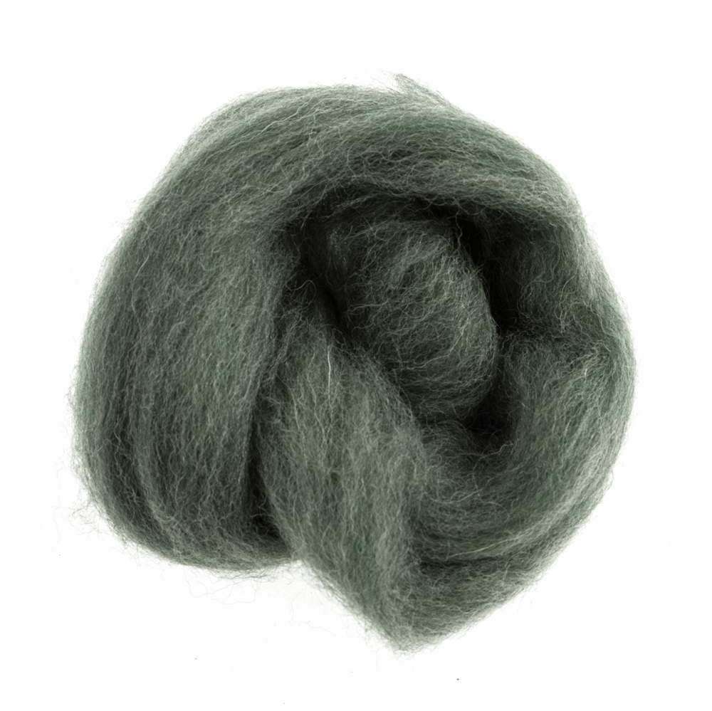 Natural Wool Roving - Melange Green - 10g