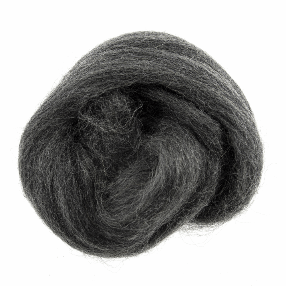Natural Wool Roving - Melange Grey - 10g