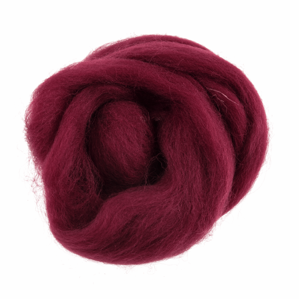 Natural Wool Roving - Wine - 10g