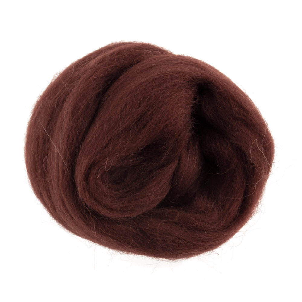Natural Wool Roving - Chocolate - 10g
