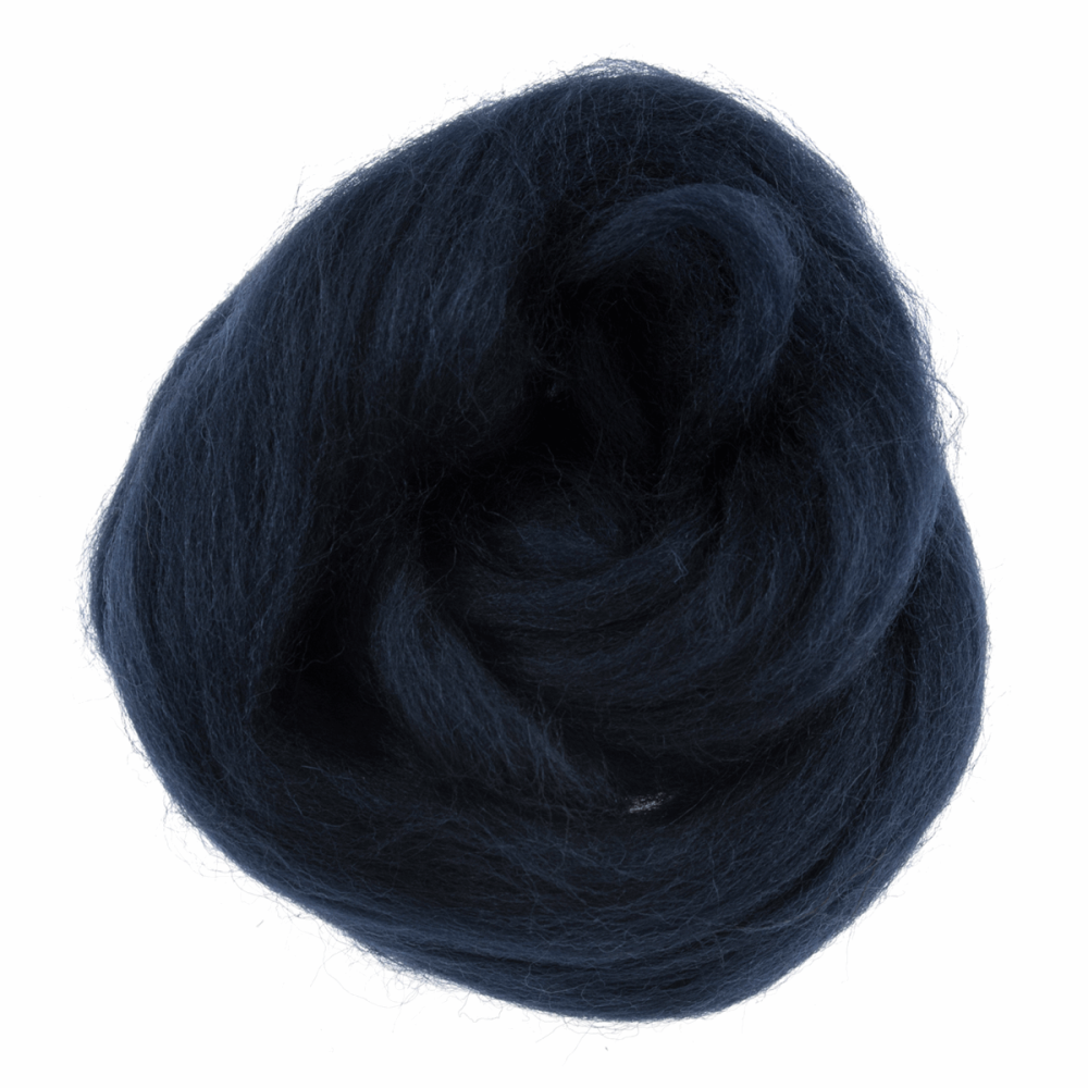 Natural Wool Roving - Navy - 10g
