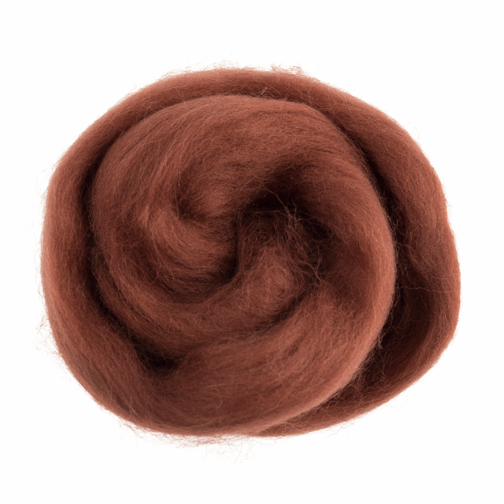 Natural Wool Roving - Sienna - 10g