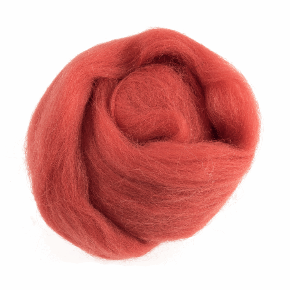 Natural Wool Roving - Cranberry - 10g