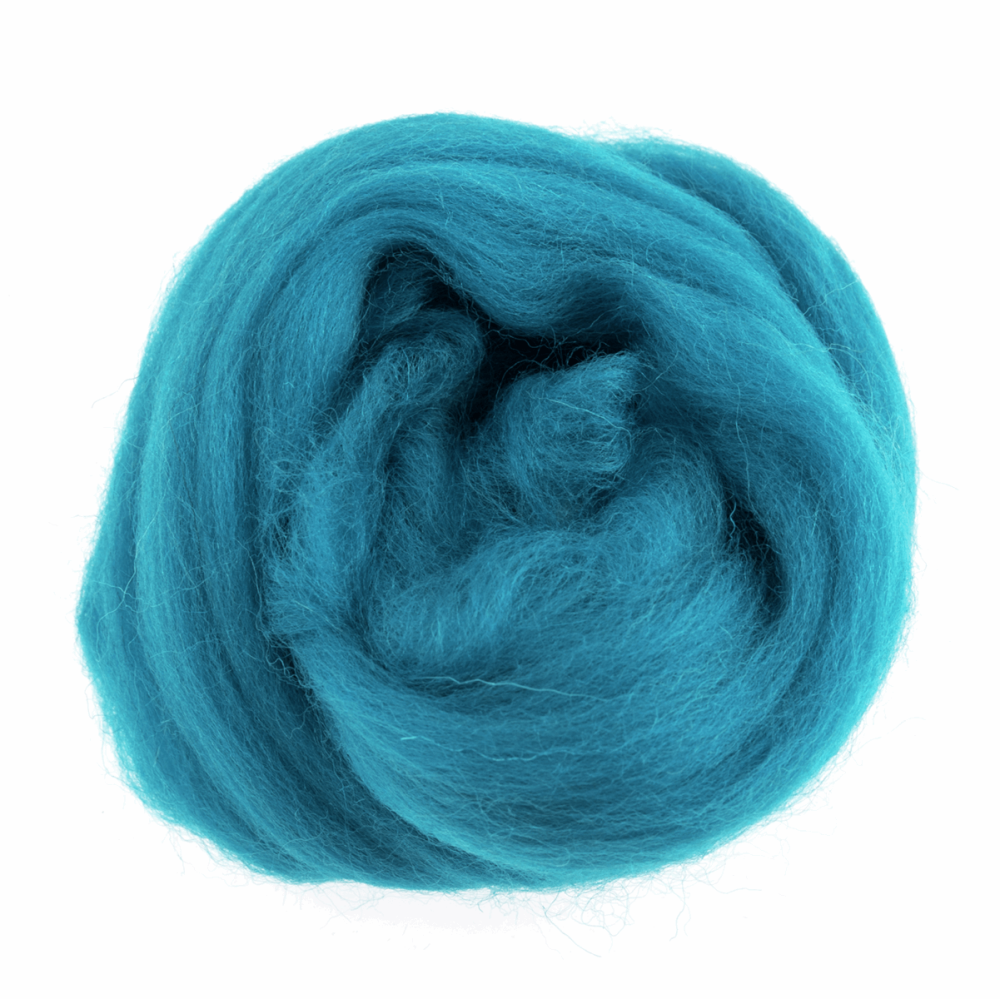 Natural Wool Roving - Turquoise - 10g