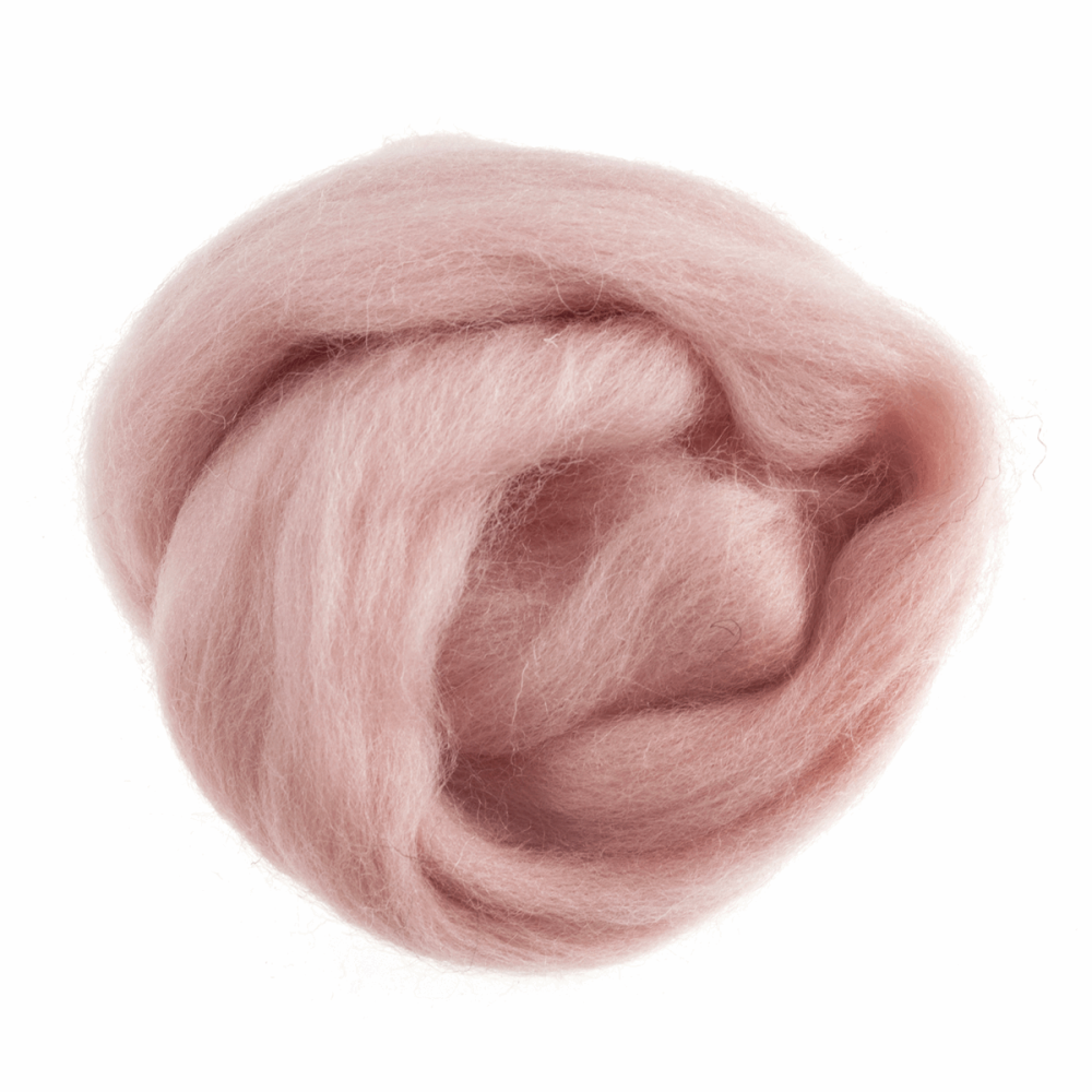 Natural Wool Roving - Powder Pink - 10g
