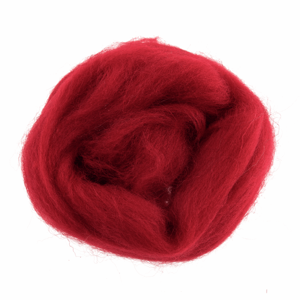Natural Wool Roving - Dark Red - 10g