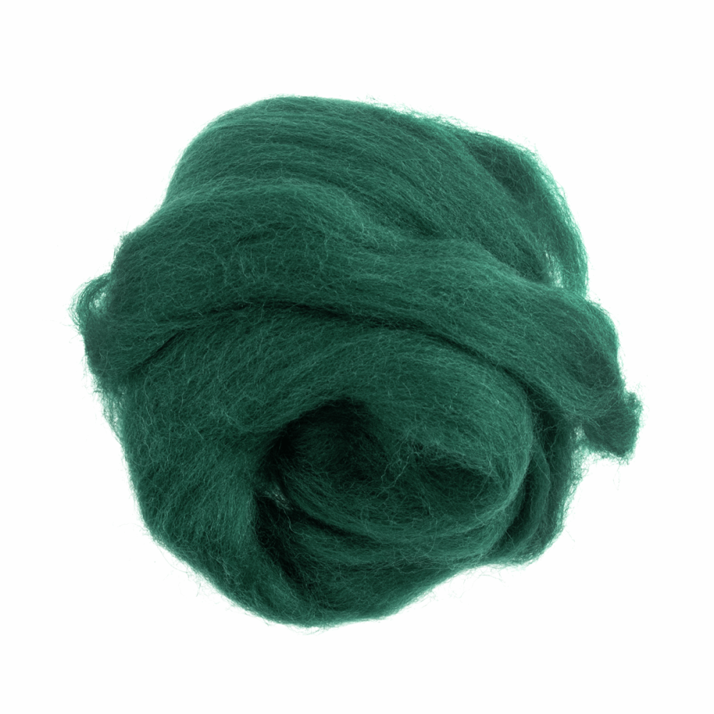 Natural Wool Roving - Grass Green - 10g