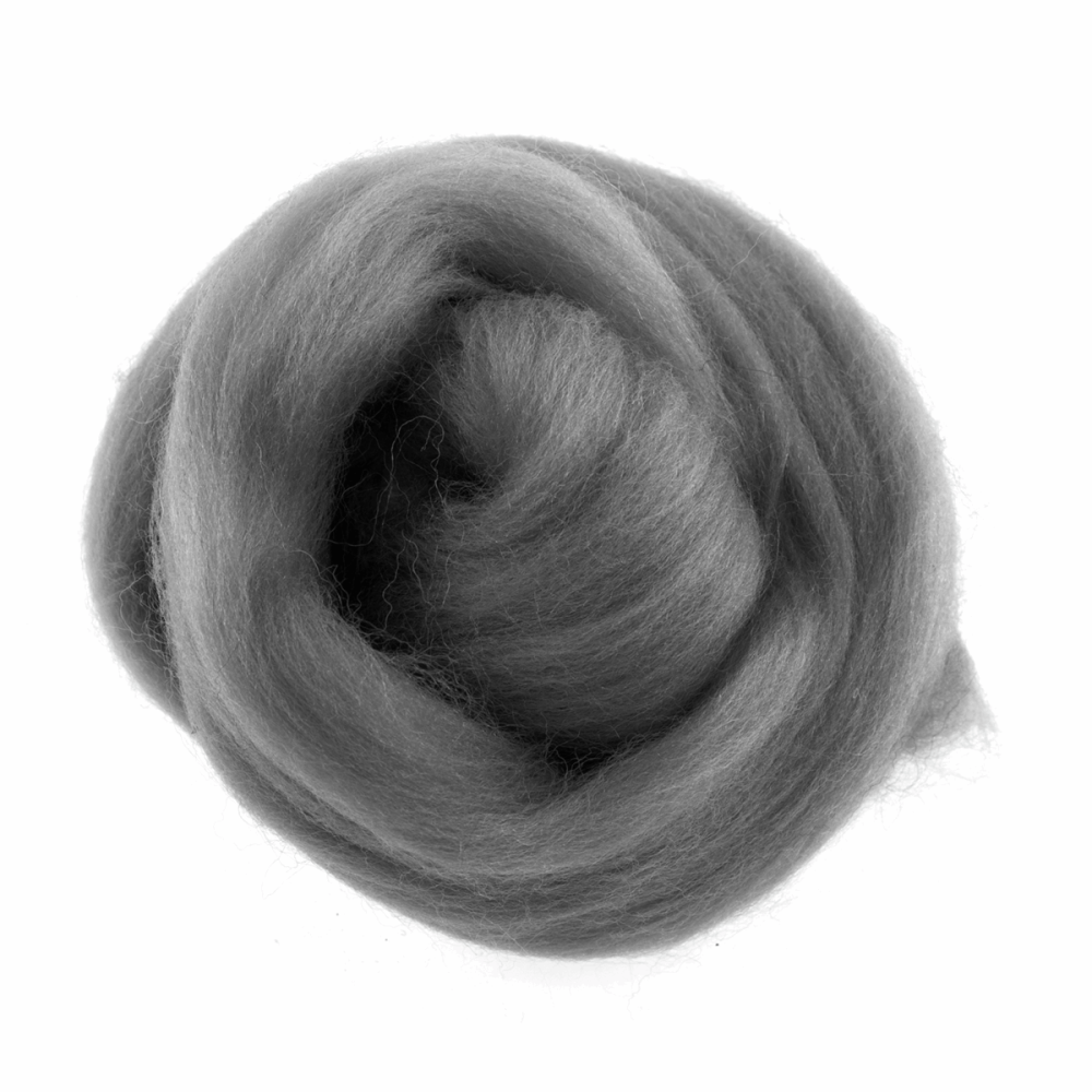 Natural Wool Roving - Light Grey - 10g