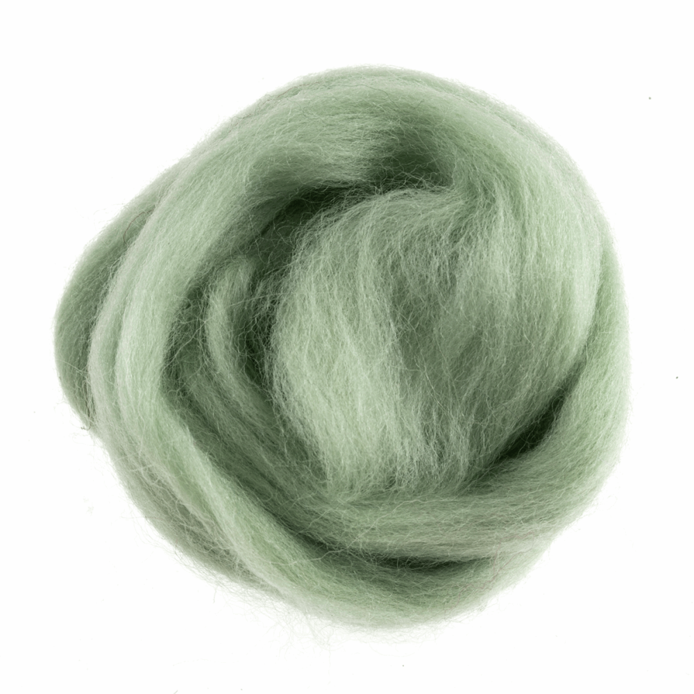 Natural Wool Roving - Mint Green - 10g