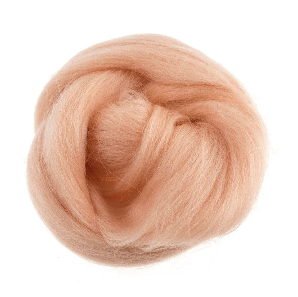 Natural Wool Roving - Peach - 10g