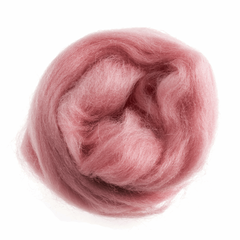 Natural Wool Roving - Baby Pink - 10g