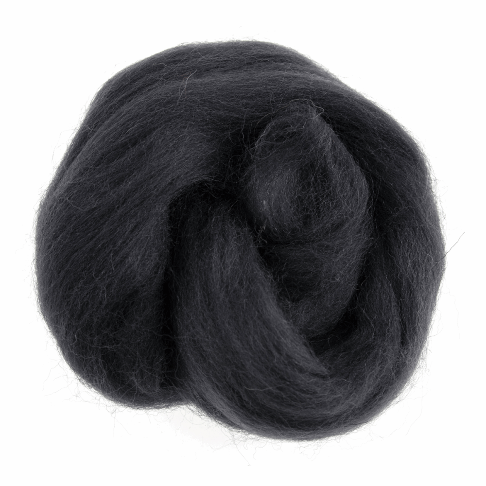 Natural Wool Roving - Graphite - 10g
