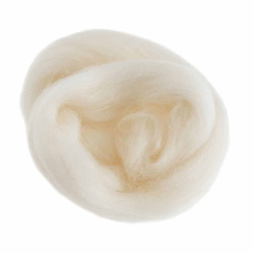 Natural Wool Roving - White - 50g